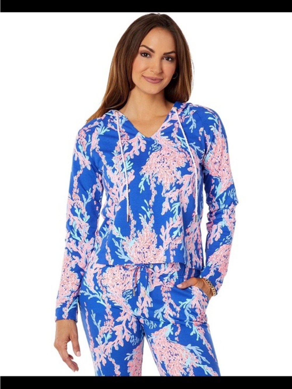 Lilly Pulitzer Swim On Over Print Kiawah Cropped Hoodie Size Small Women’s
